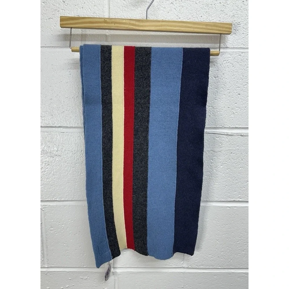 Roots Winter Edition Scarf Blue Red Striped Lambswool / Women's One Size